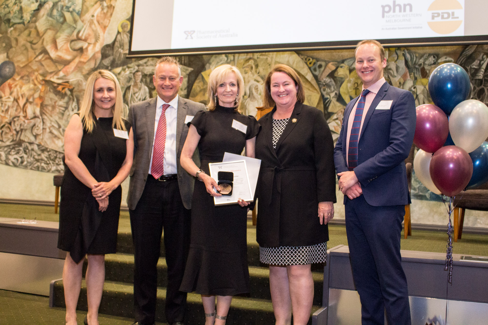 Group photo with Robyn Saunders, Winner of the Victorian Pharmacist Medal