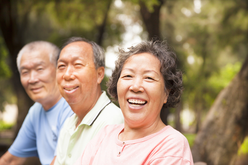 Smiling individuals at the park