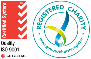 Logos: Australian Charities and Not-for-Profits Commission and SAI Global ISO Certification