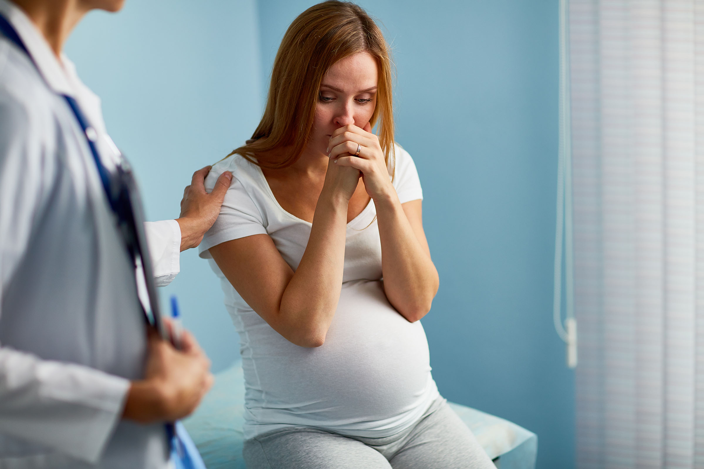 A woman experiencing perinatal anxiety.