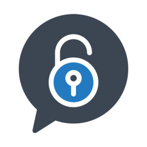 A padlock shown on a message bubble to indicate the concept of secure messaging.