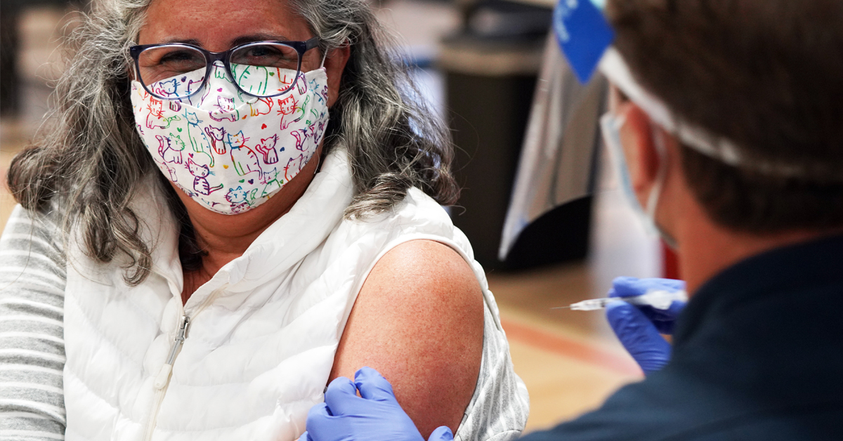 A patient receiving their COVID-19 vaccination.