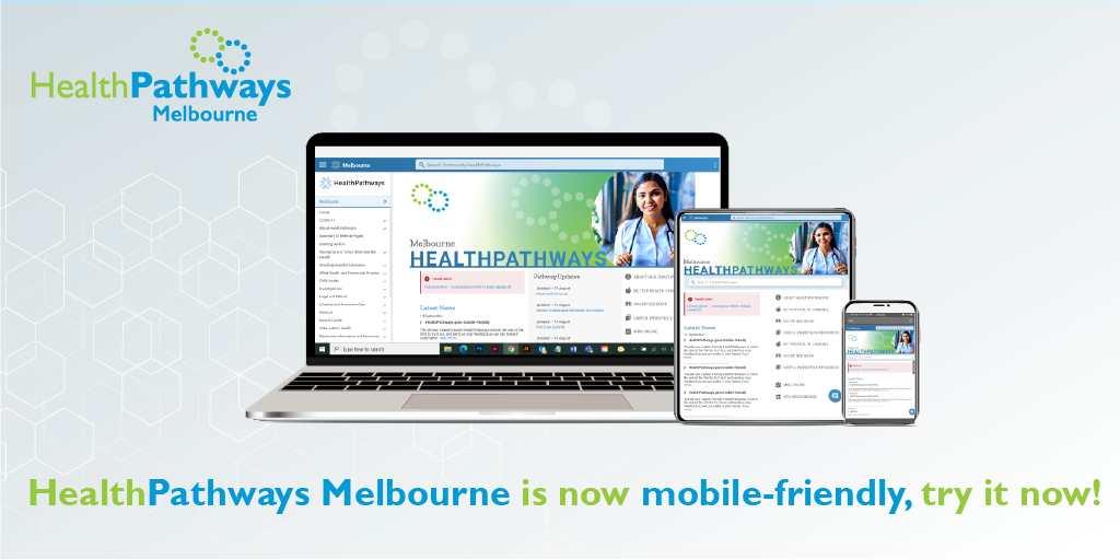 Promotional image for HealthPathways mobile platform.