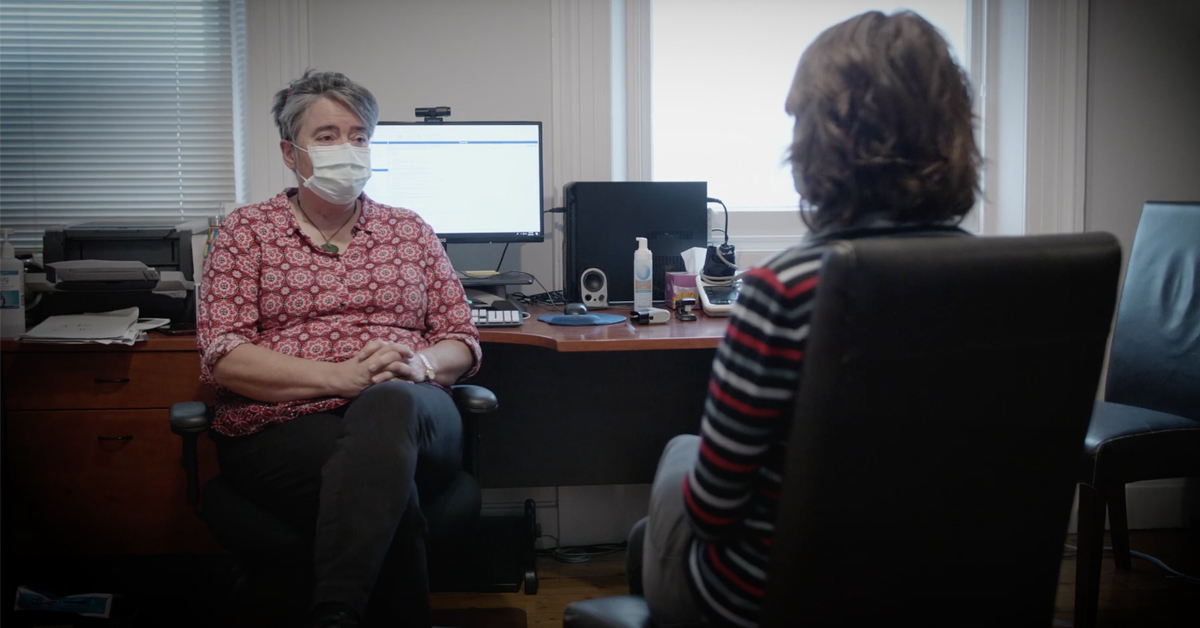 Dr Jeannie Knapp with a patient.