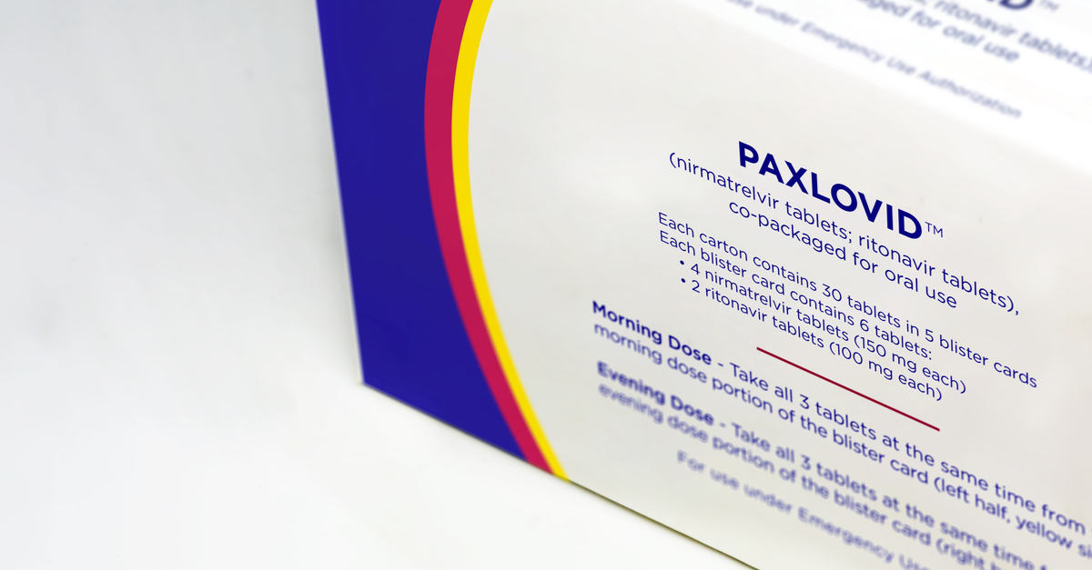 A package of Paxlovid medication.