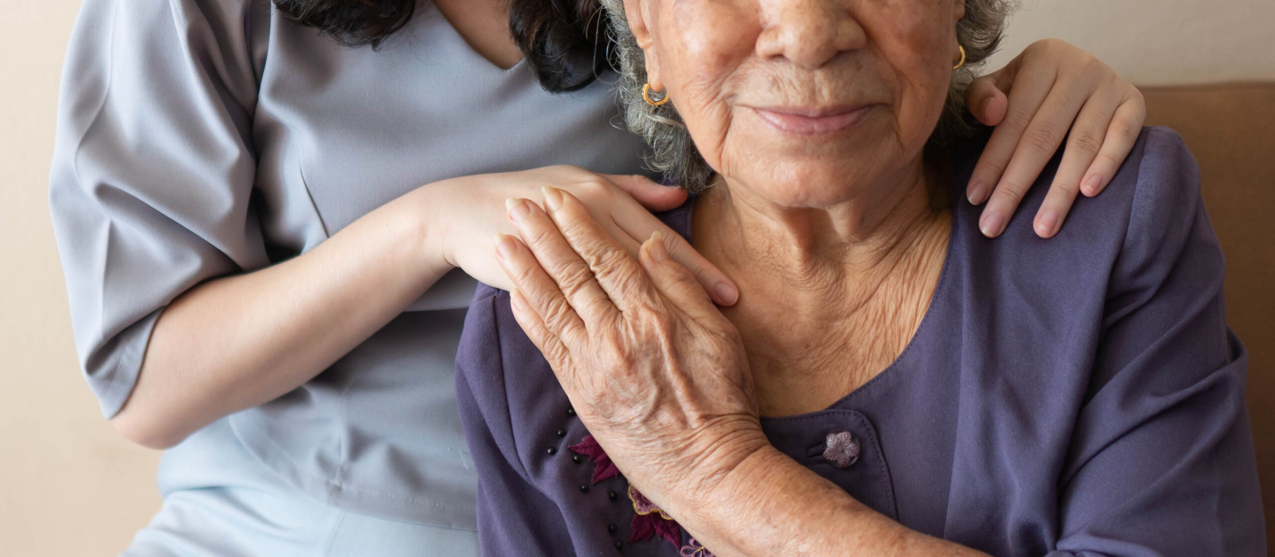 Old lady with carer, palliative care