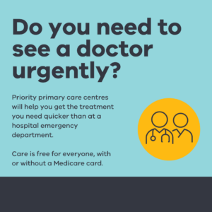 Promotional image for priority primary care centres.