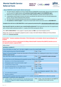 Mental health service referral form