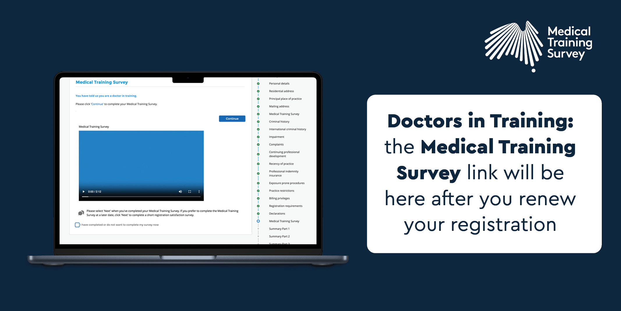 A banner advertising the doctors in training medical training survey