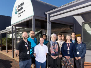 The Holstep Health Coburg team pose for a photo outside.