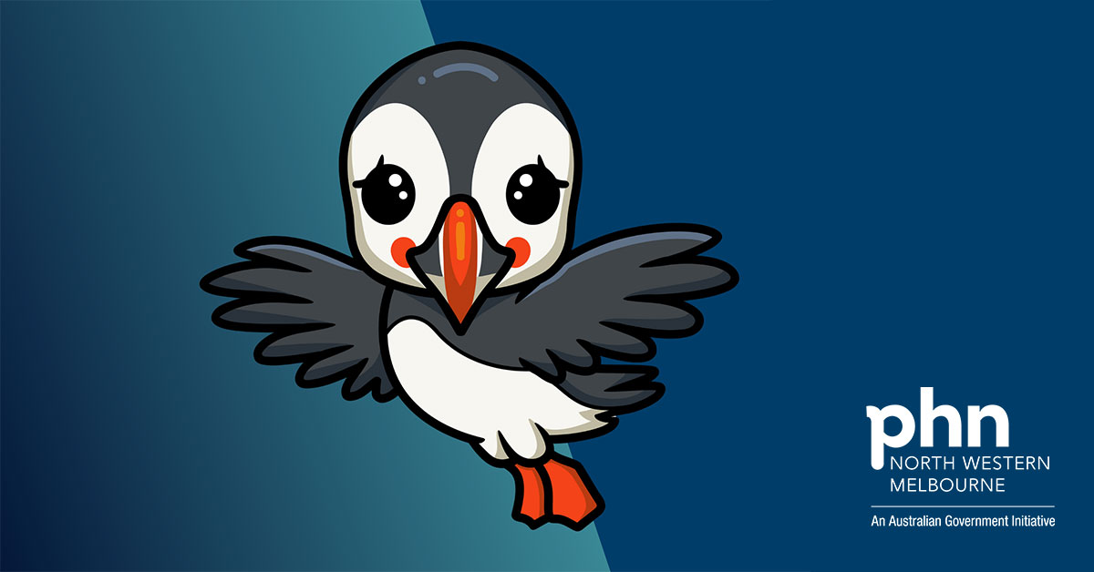 A logo for Outcome Health general practice in aged care incentive product, Puffin