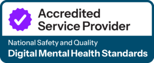 Logo for the Quality Accredited Organisation for the National Safety and Quality Digital Mental Health Standards.
