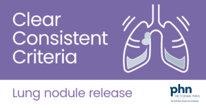 A banner promoting the new statewide referral criteria for lung nodules
