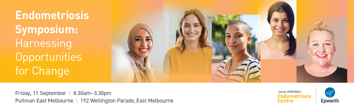A banner promoting the Julia Argyrou Endometriosis Centre symposium 2026